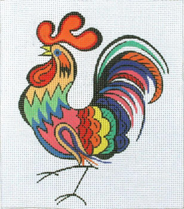 BG117 Multicolor Rooster needlepoint canvas
