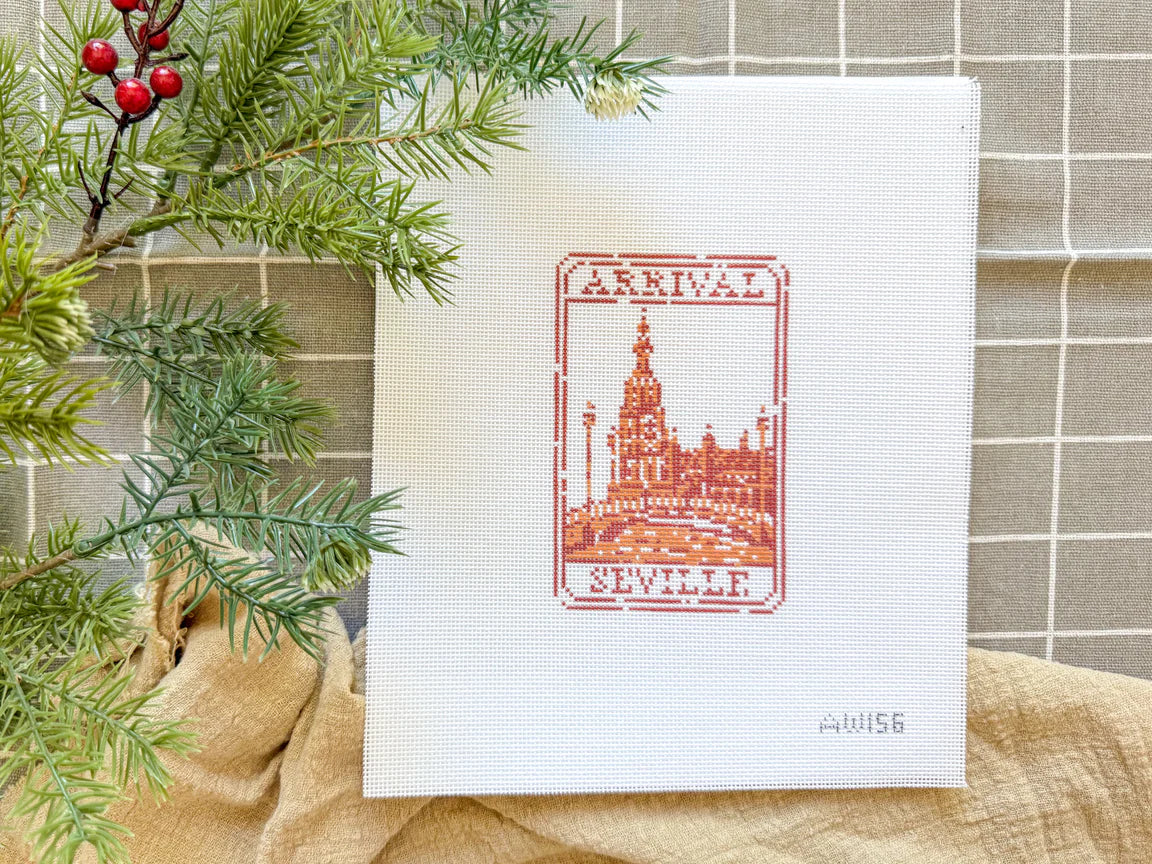 Seville Passport Stamp - Needlepoint Canvas