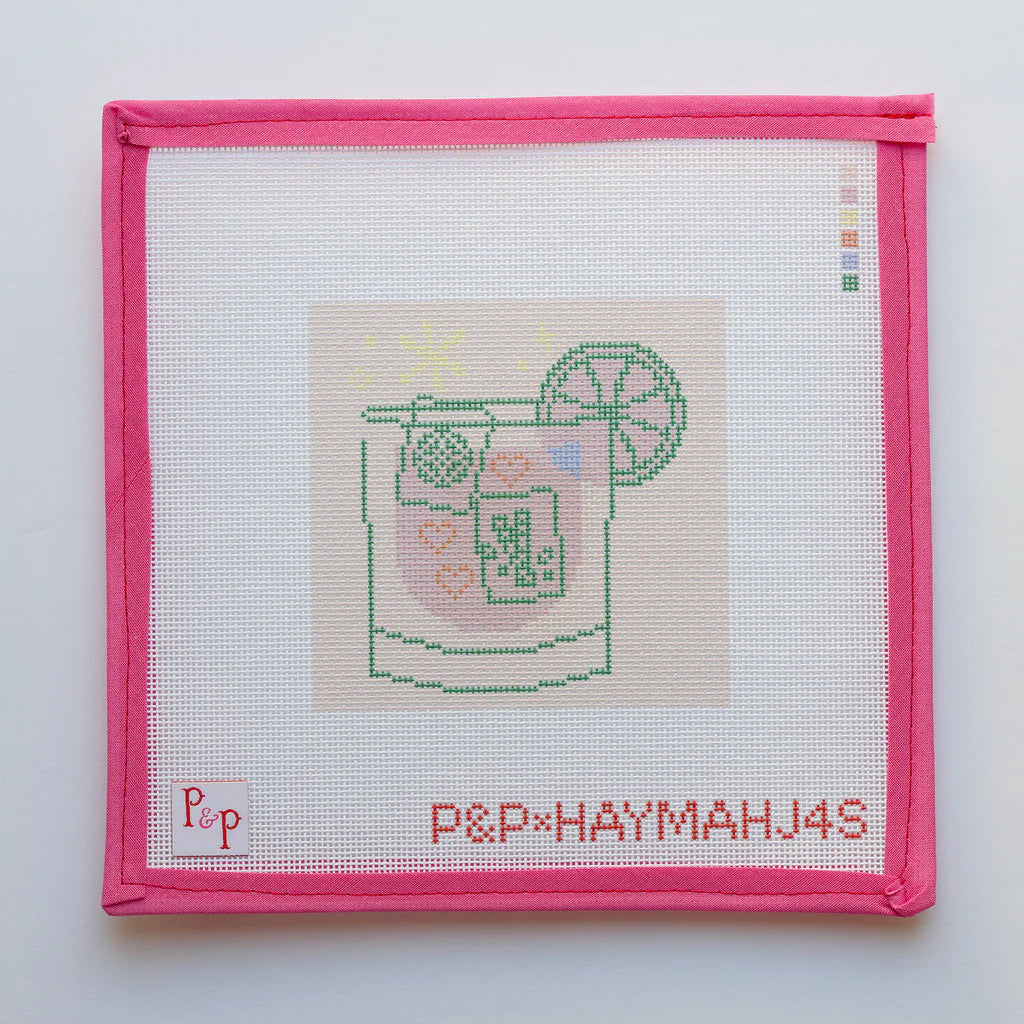 pink mahjong cocktail coaster canvas