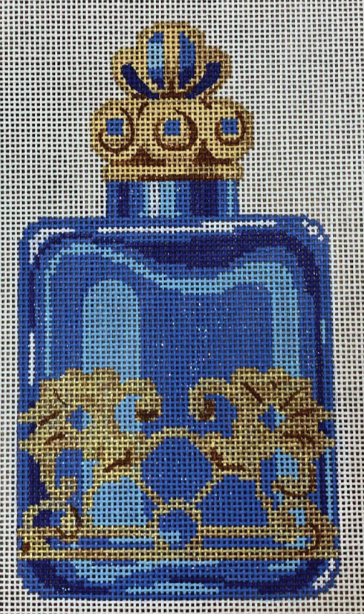 LL150W Blue and Gold Perfume Bottle Canvas