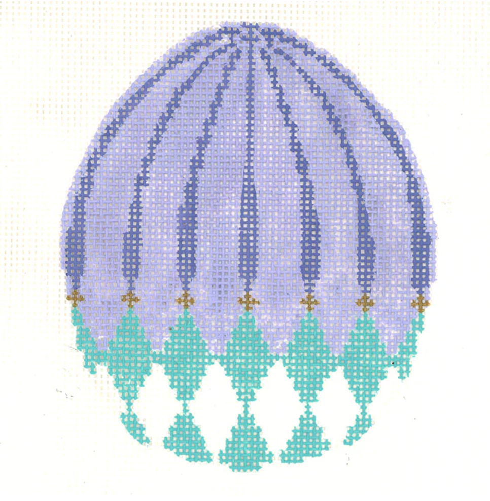 Turquoise Harlequin Egg with Lilac Stripes