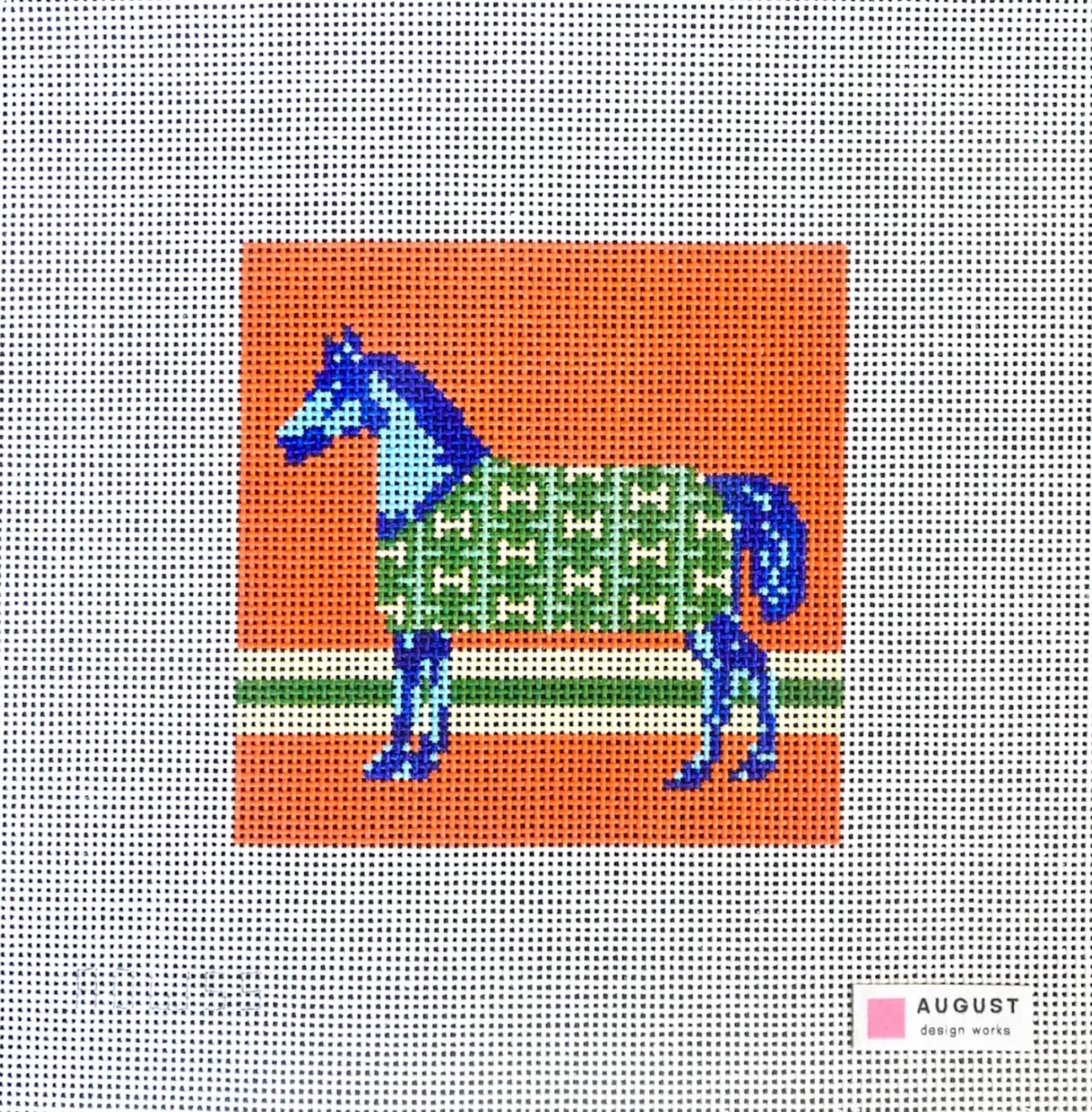 Blue “H” Coat Horse Needlepoint Canvas
