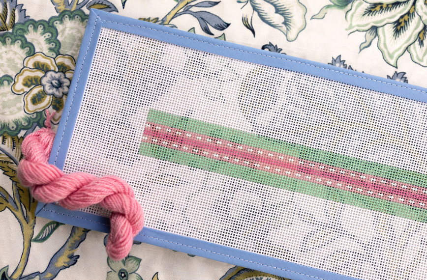 Striped Key Fob Pink + Green