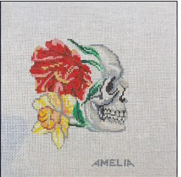 Skull with Flowers - Side View