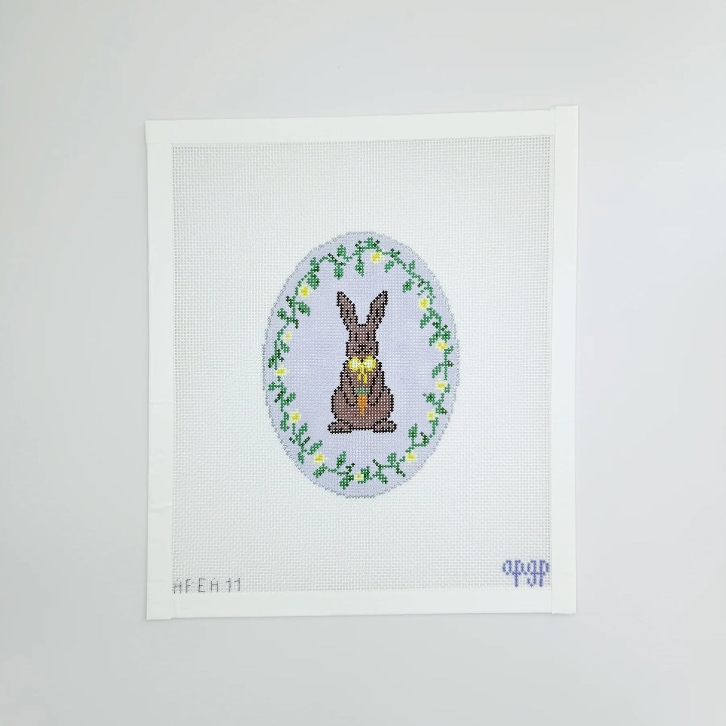 Lavender Chocolate Bunny Oval Canvas