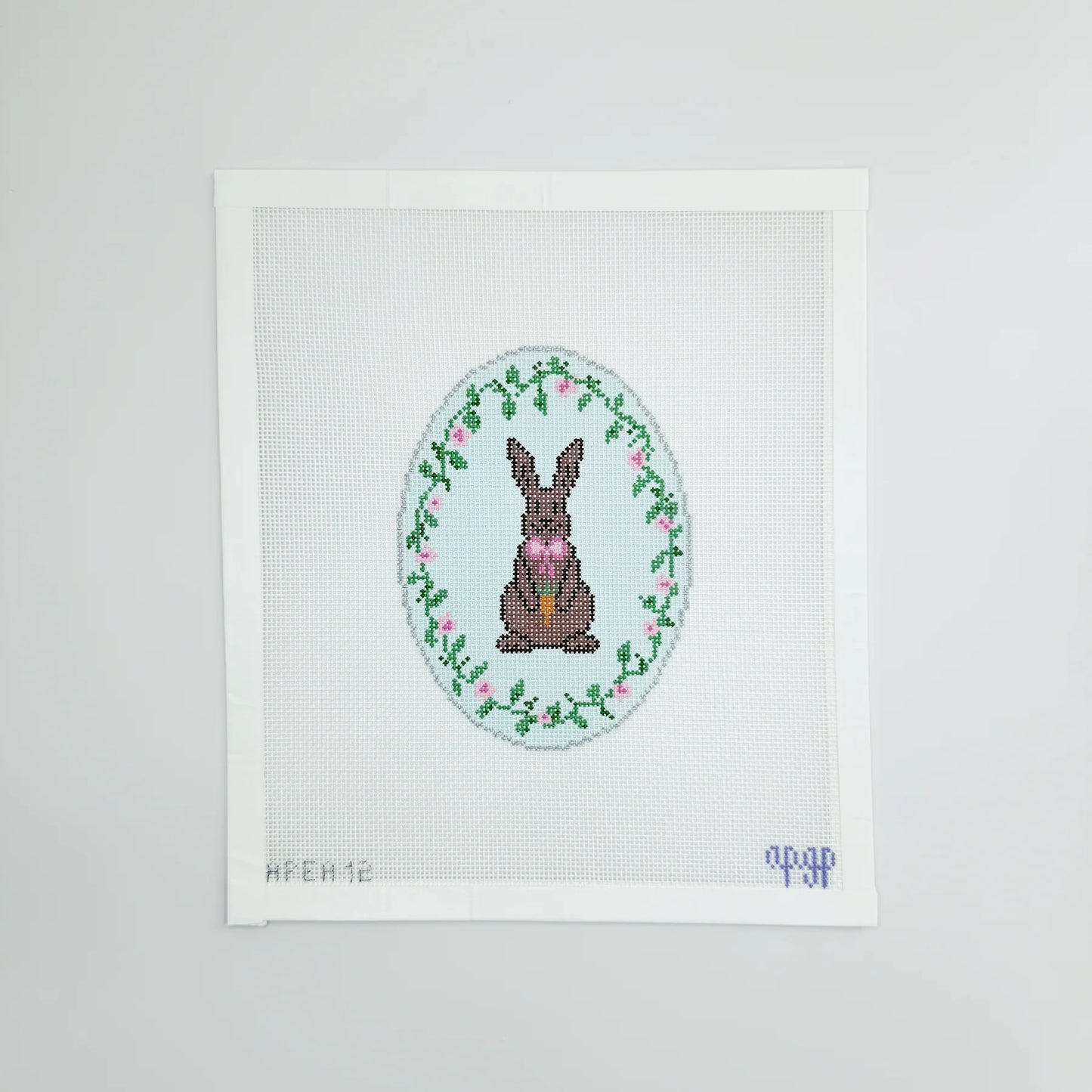 Blue Chocolate Bunny Oval Canvas