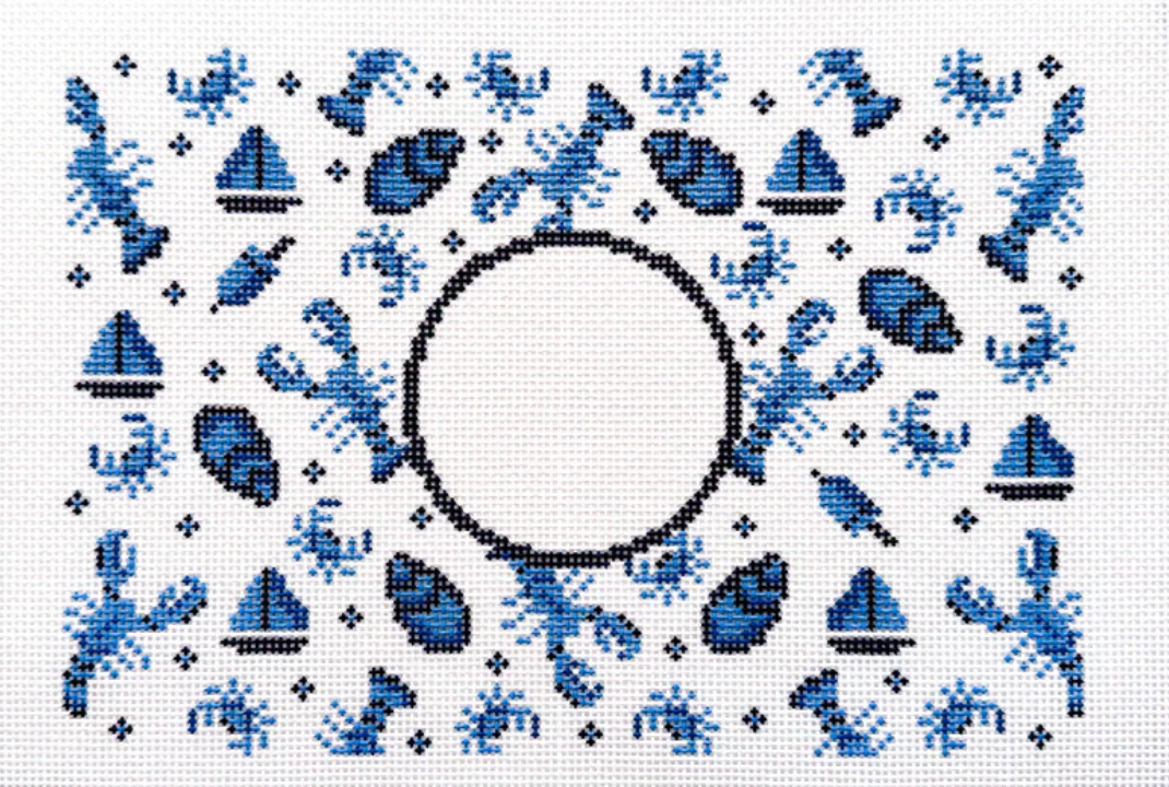 CTC0-0015 Coastal with Monogram Circle Canvas