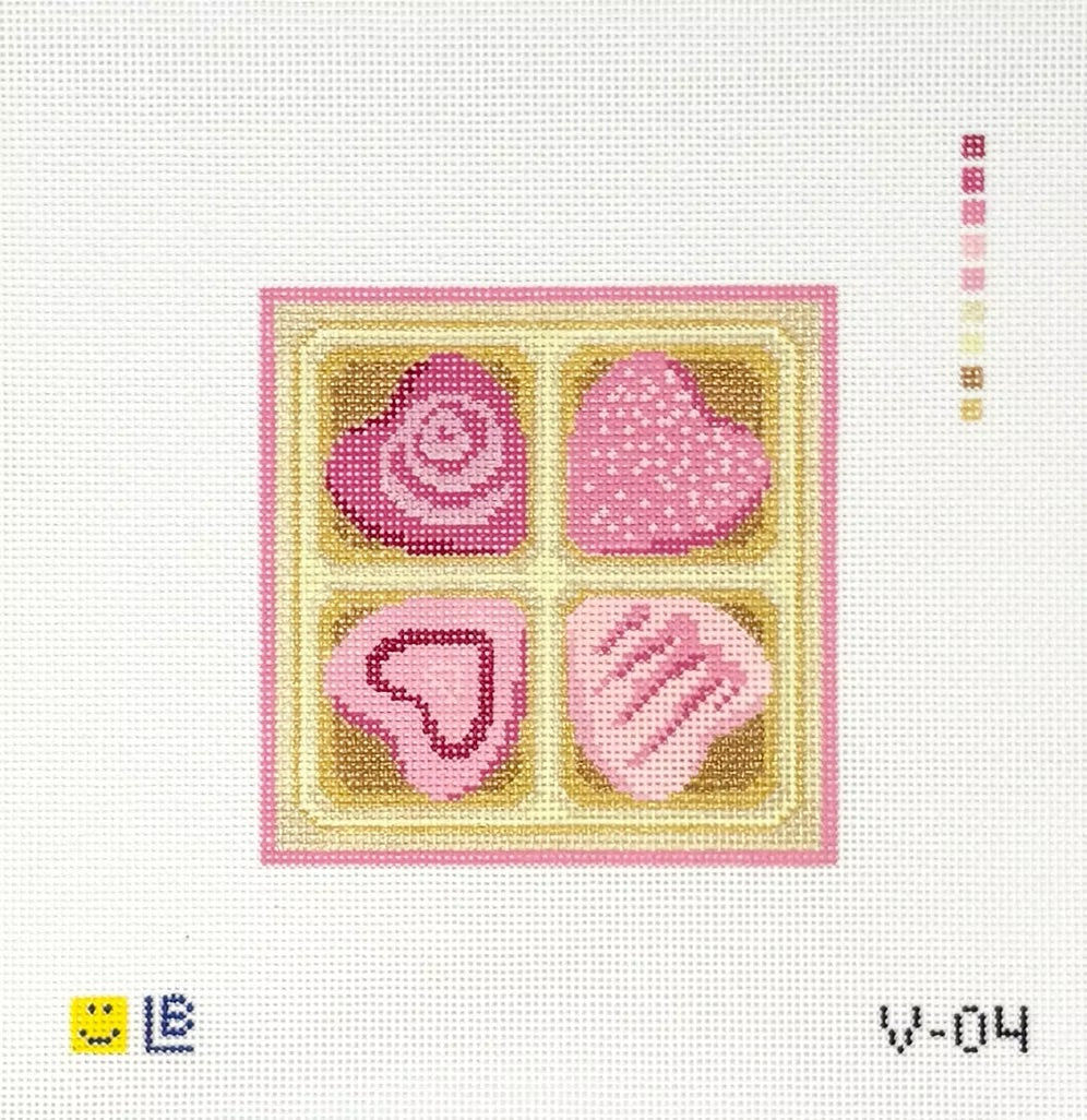 Four-Piece Pink Hearts Box Canvas