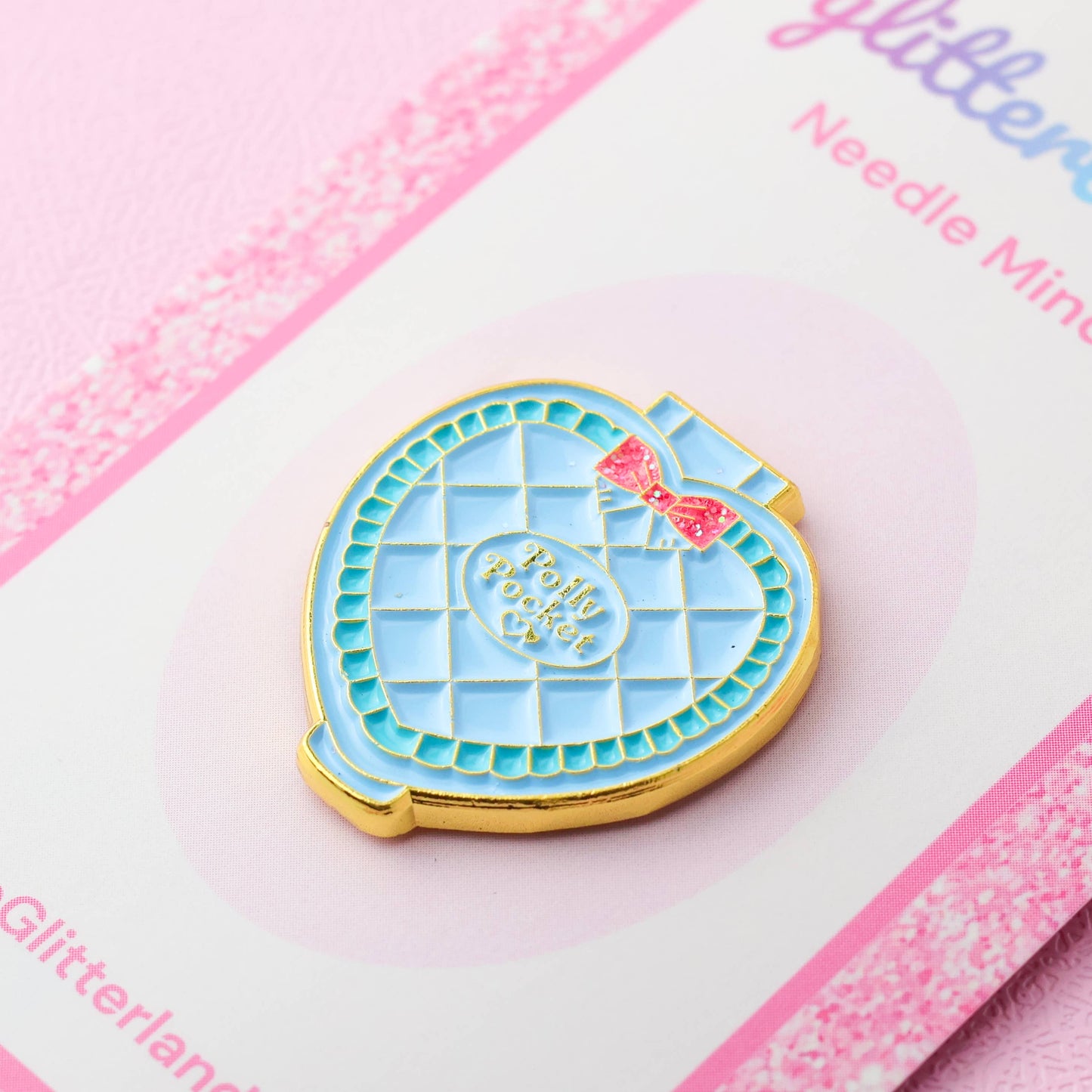 Blue Pocket Doll Compact Needle Minder Magnet