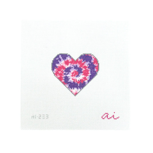 AI-233 Mini Tie-Dye Heart needlepoint canvas