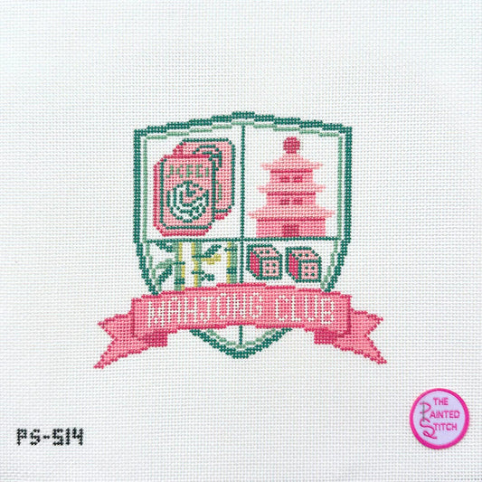 Mahjong Club Crest: Pink and Green Canvas