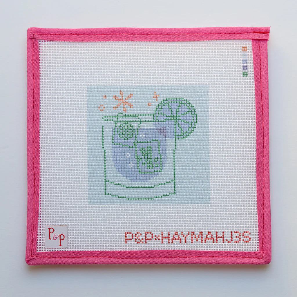 blue mahjong cocktail coaster canvas