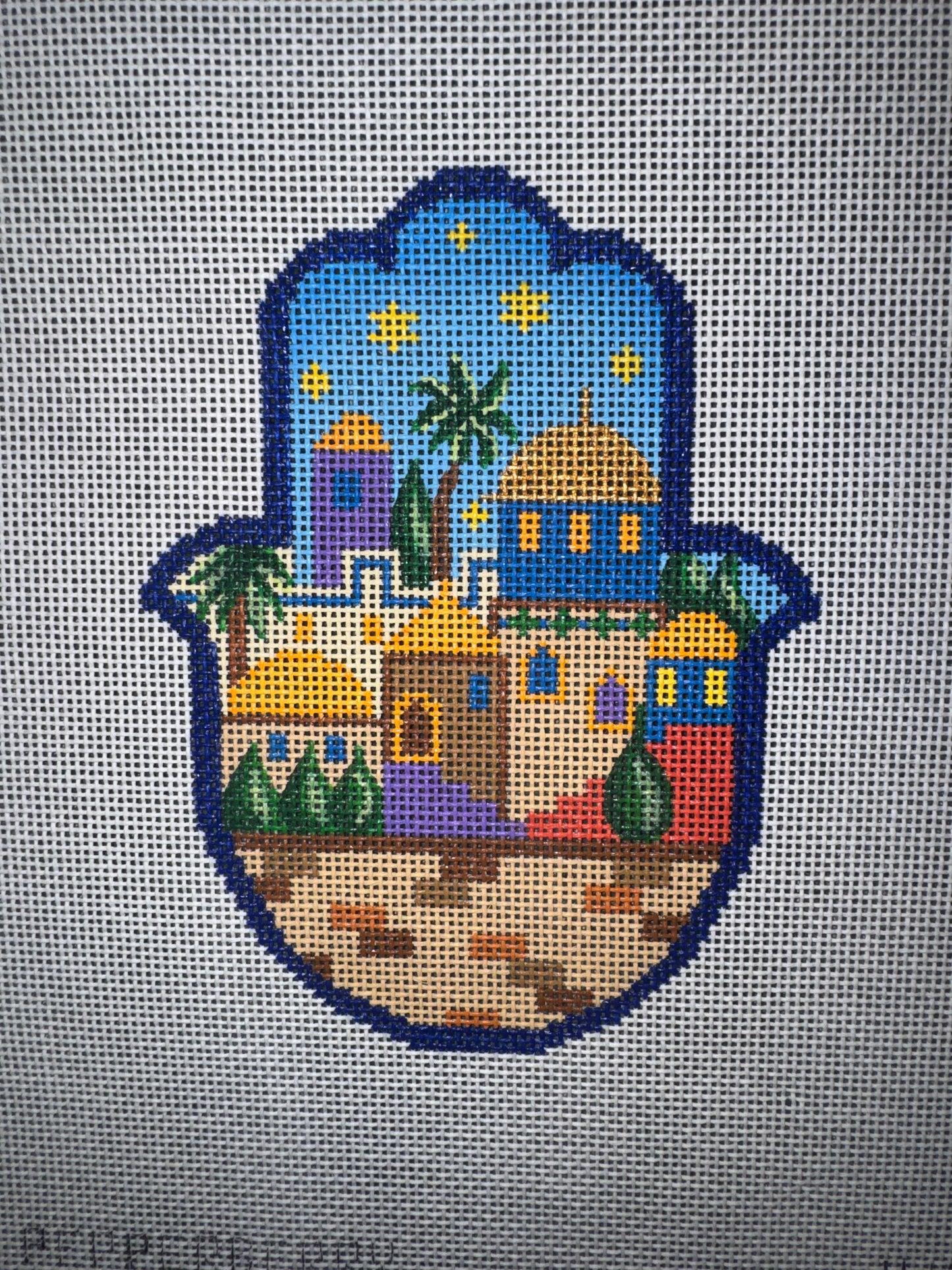 NYC02 Brooklyn Bridge Santa Canvas needlepoint canvas