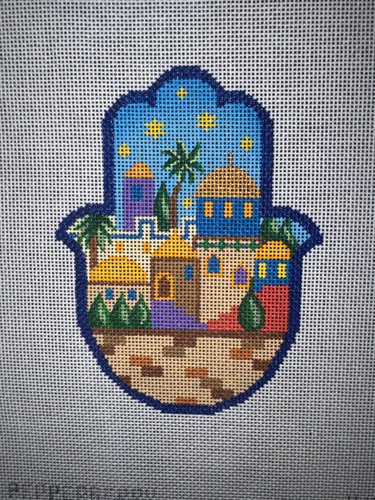 NYC02 Brooklyn Bridge Santa Canvas needlepoint canvas