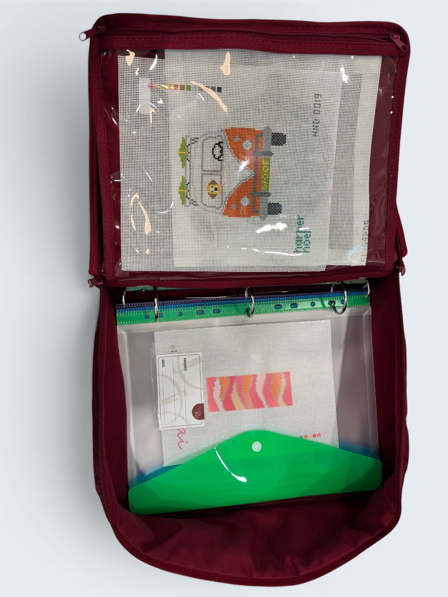 Carry-All Needlepoint Organizer – Multi-Pocket Binder Bag
