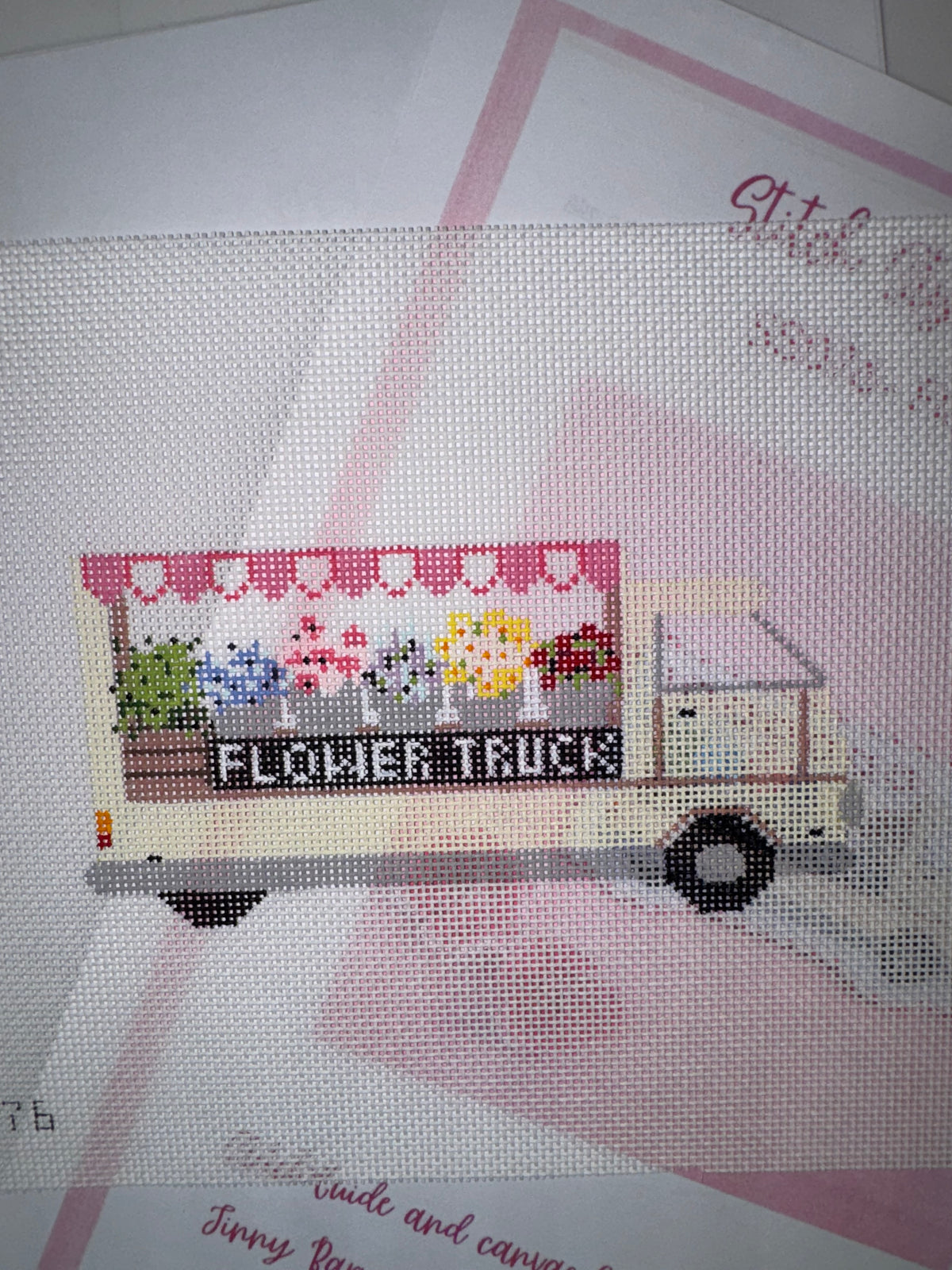 Flower Truck Needlepoint Canvas and Stitch Guide