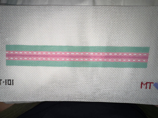 Striped Key Fob Pink + Green