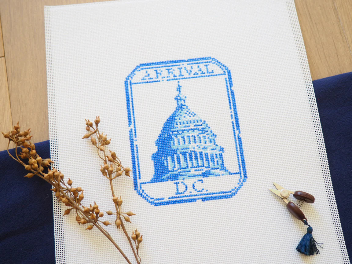DC Passport Stamp - Needlepoint Canvas