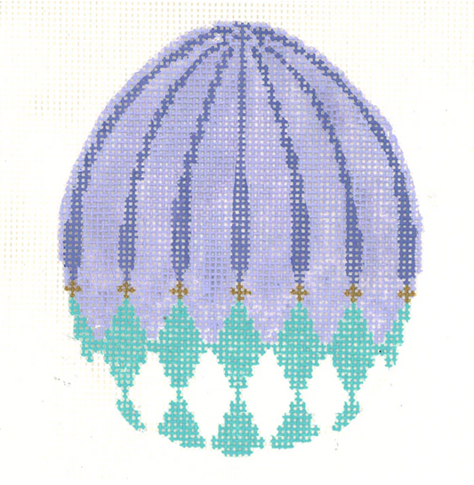 Turquoise Harlequin Egg with Lilac Stripes