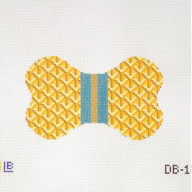 Dog Bone - Yap-ard, Yellow with Teal Stripe