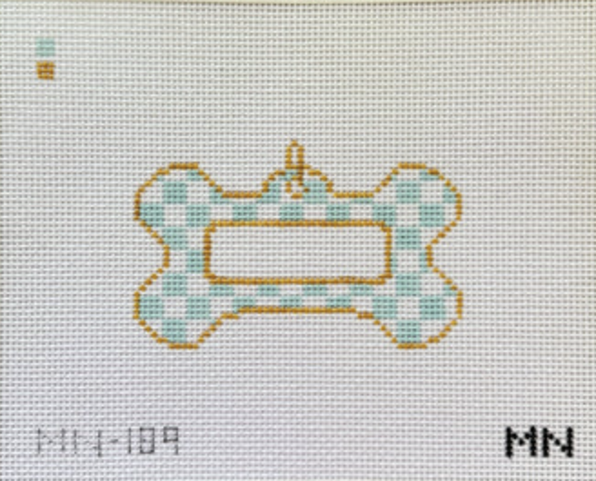 Blue Check Dog Tag Canvas