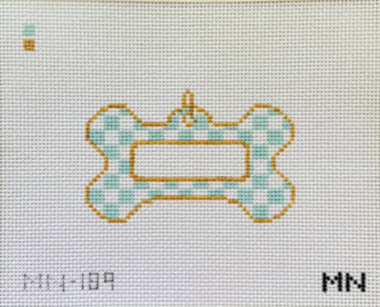 Blue Check Dog Tag Canvas