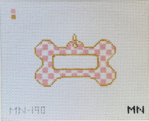 Pink Check Dog Tag Canvas