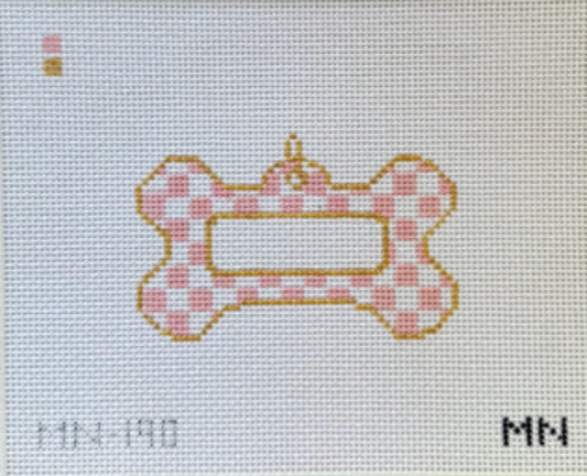 Pink Check Dog Tag Canvas