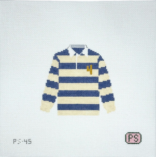 Blue and Cream Rugby Shirt Canvas