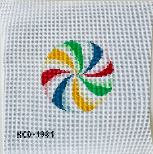 Rainbow Peppermint Round Canvas