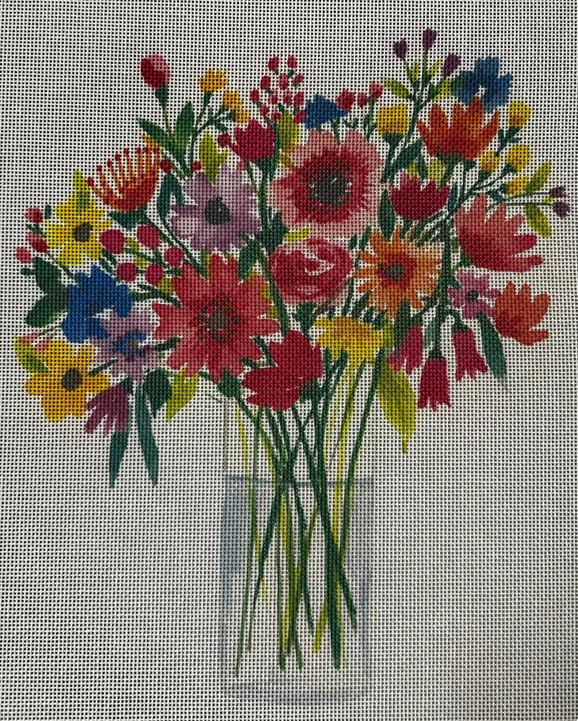 Vase with Colorful Flowers