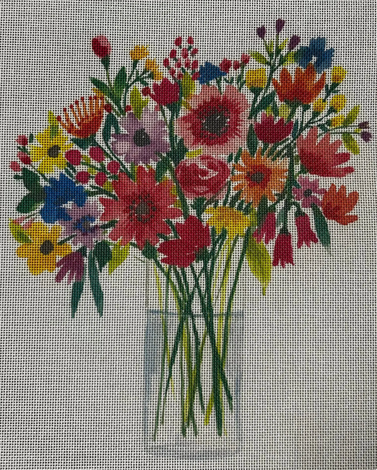 Vase with Colorful Flowers