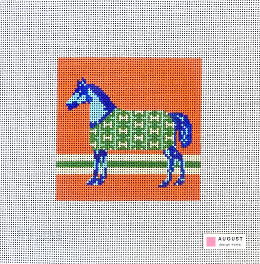Blue “H” Coat Horse Needlepoint Canvas