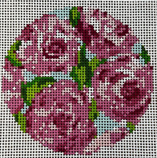 Roses on Teal Round