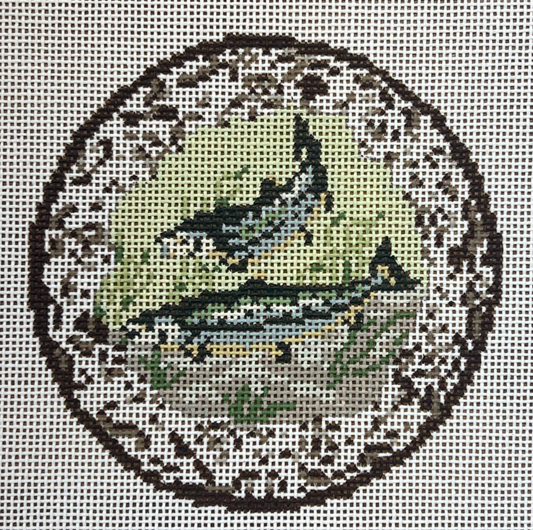 Transferware Salmon Plate