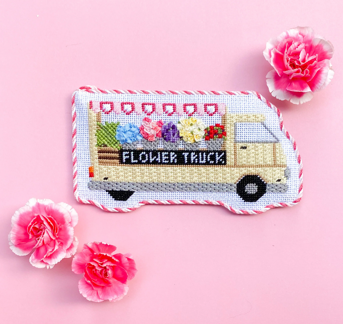 Flower Truck Needlepoint Canvas and Stitch Guide