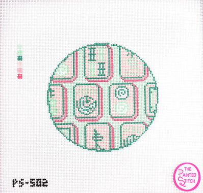 Mahjong Tiles Round in Pink and Green