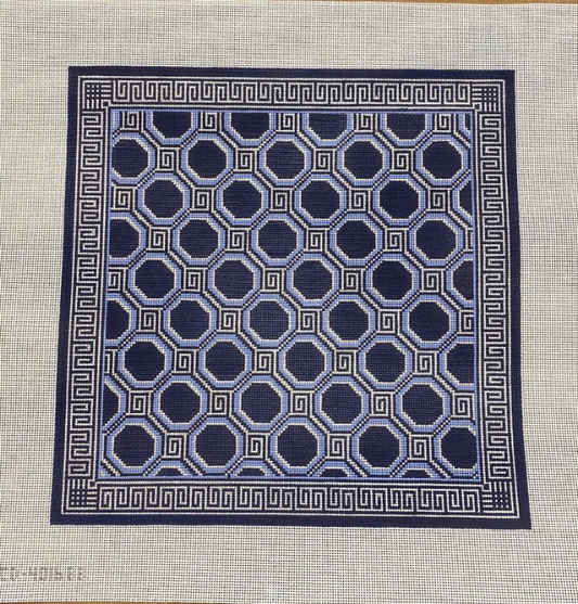 Hexagon Pillow - Blue on Blue