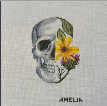 Skull with Flowers - Front View