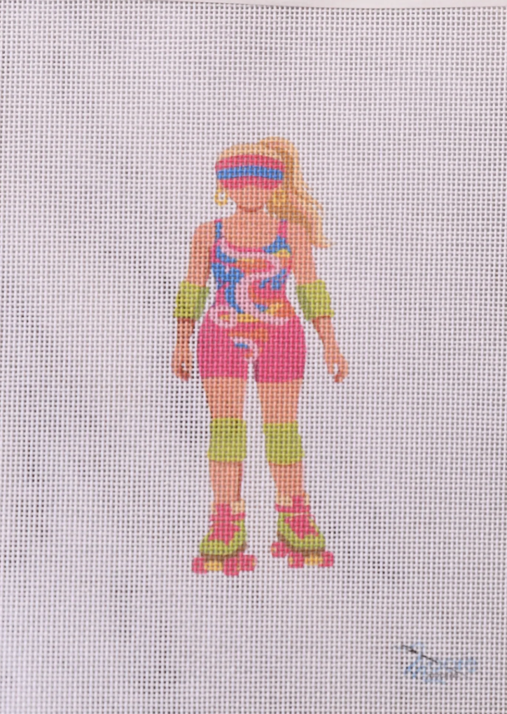 80s Roller Skate Girl Needlepoint Canvas