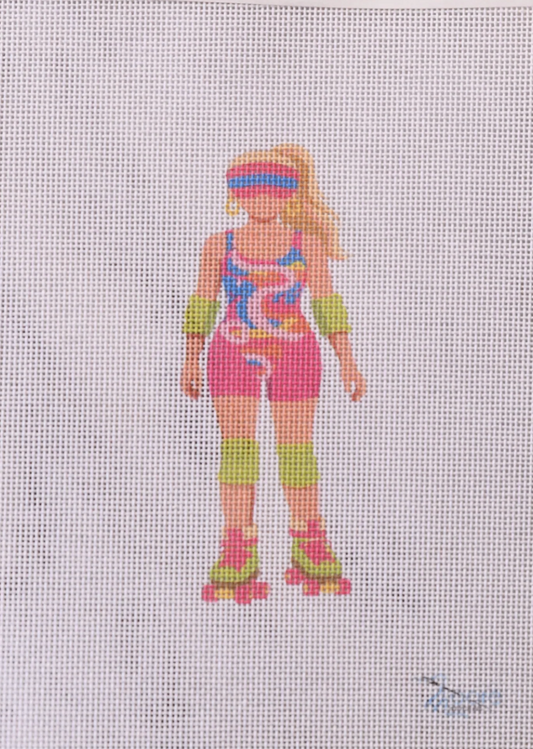 80s Roller Skate Girl Needlepoint Canvas