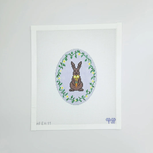 Lavender Chocolate Bunny Oval Canvas
