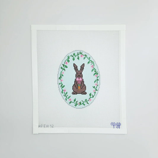 Blue Chocolate Bunny Oval Canvas