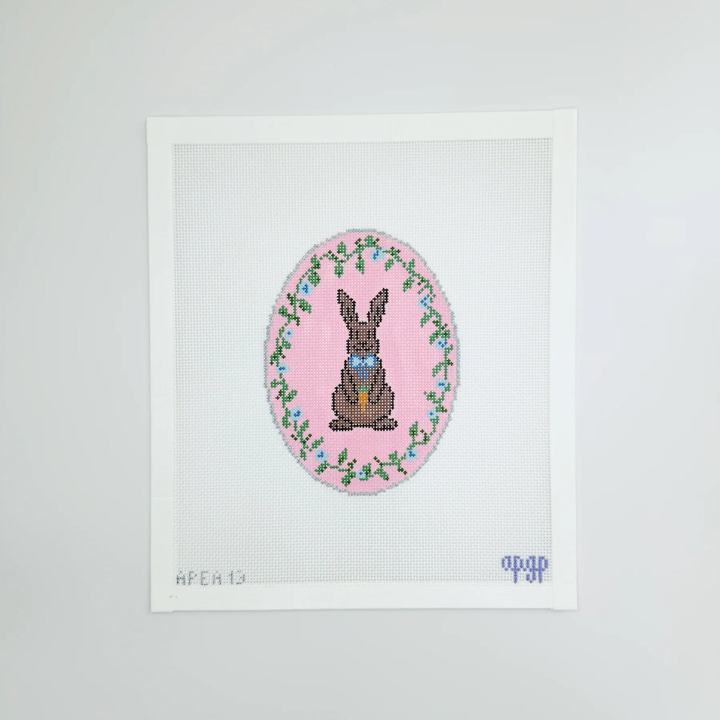 Pink Chocolate Bunny Oval Canvas