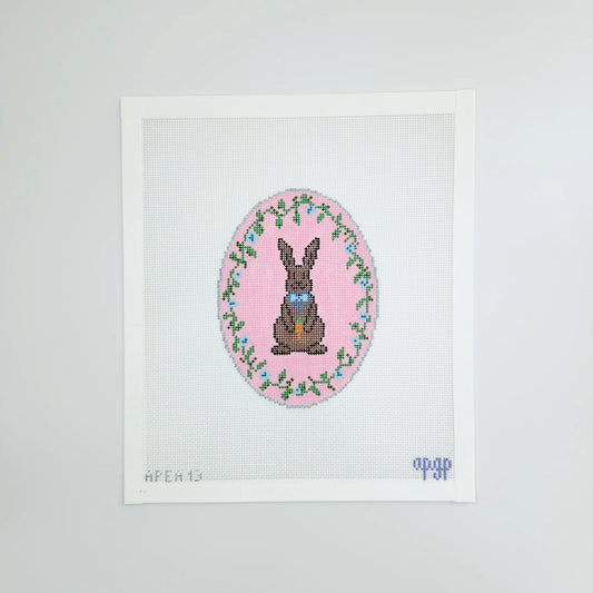 Pink Chocolate Bunny Oval Canvas