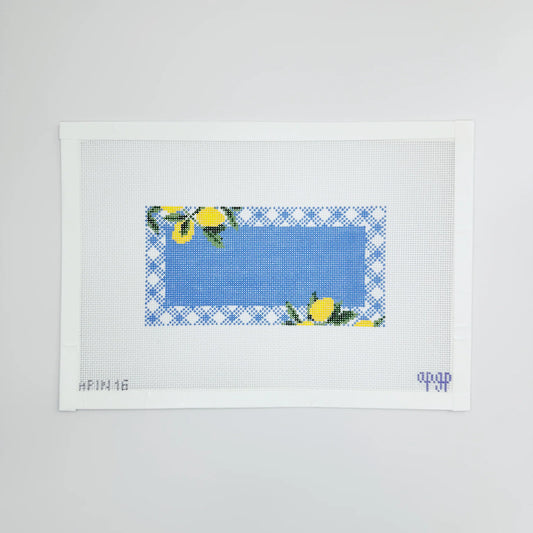 APIN16 Lemons on Blue needlepoint canvas