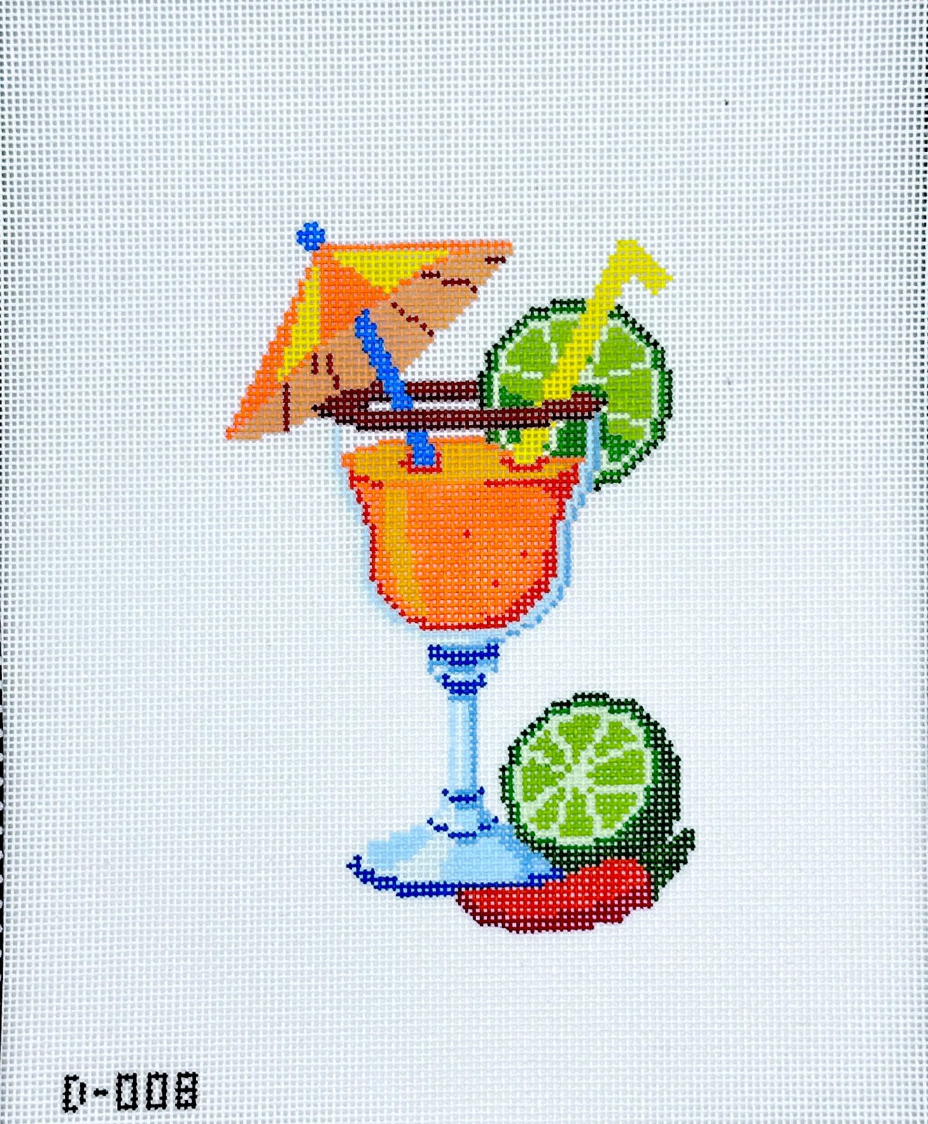 D-008 Its 5 OClock in Stitches Margarita needlepoint canvas