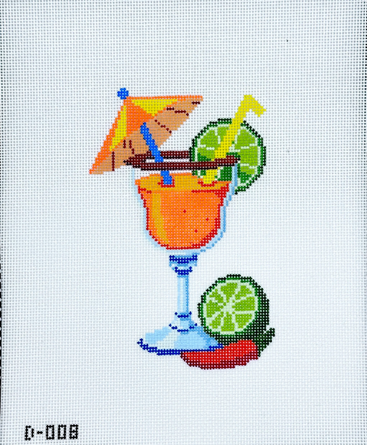 D-008 Its 5 OClock in Stitches Margarita needlepoint canvas