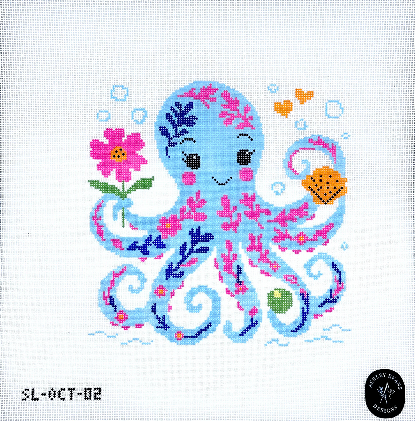 SL-OCT-02 Eight Arms Infinite Charm Octopus needlepoint canvas