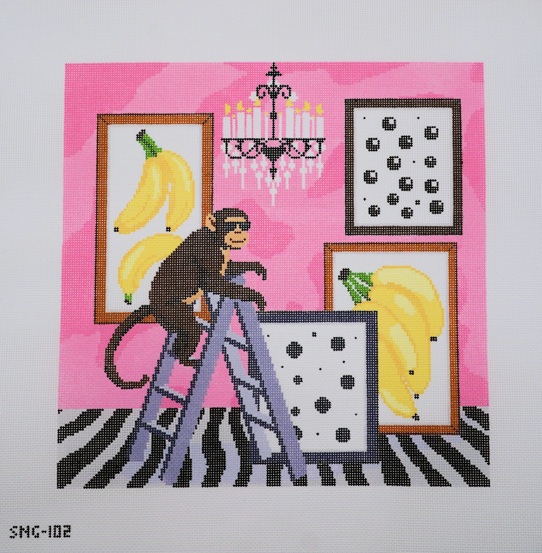 SNG-102 Gallery Mischief Preppy Monkey needlepoint canvas
